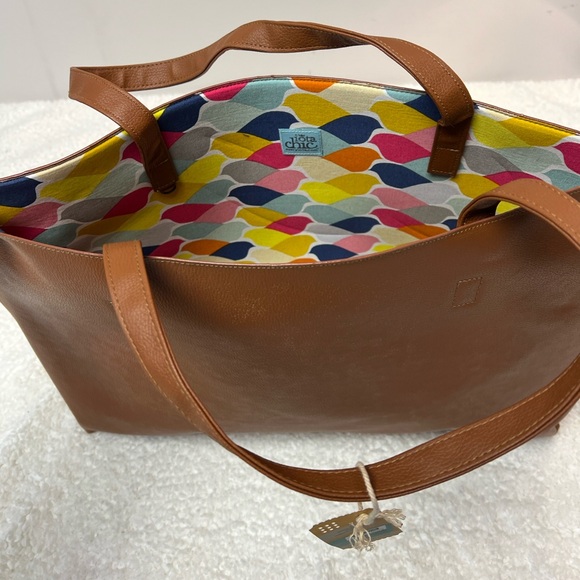 C.R. Gibson for Iota Chic "Flock of Colour" 3-Piece Tote Travel Bag Set Brown - Picture 6 of 16